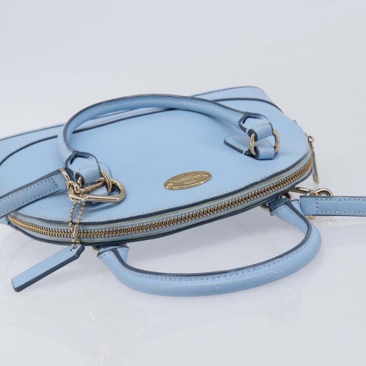 Coach Hand Bag Leather 2way Light Blue Gold Auth 215662A