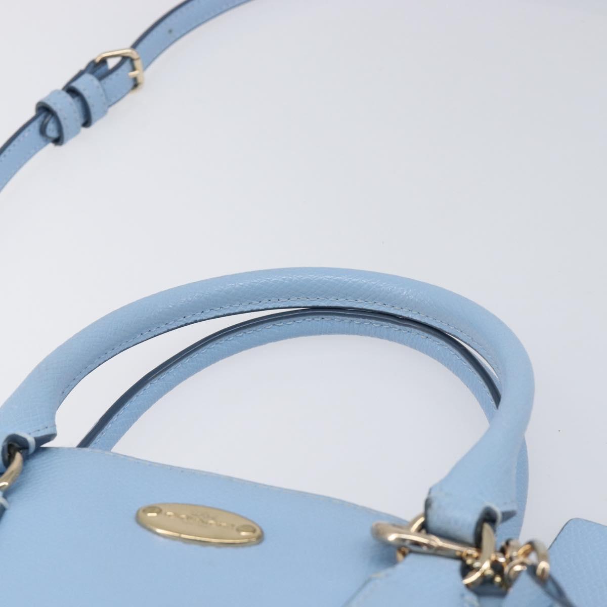 Coach Hand Bag Leather 2way Light Blue Gold Auth 215662A