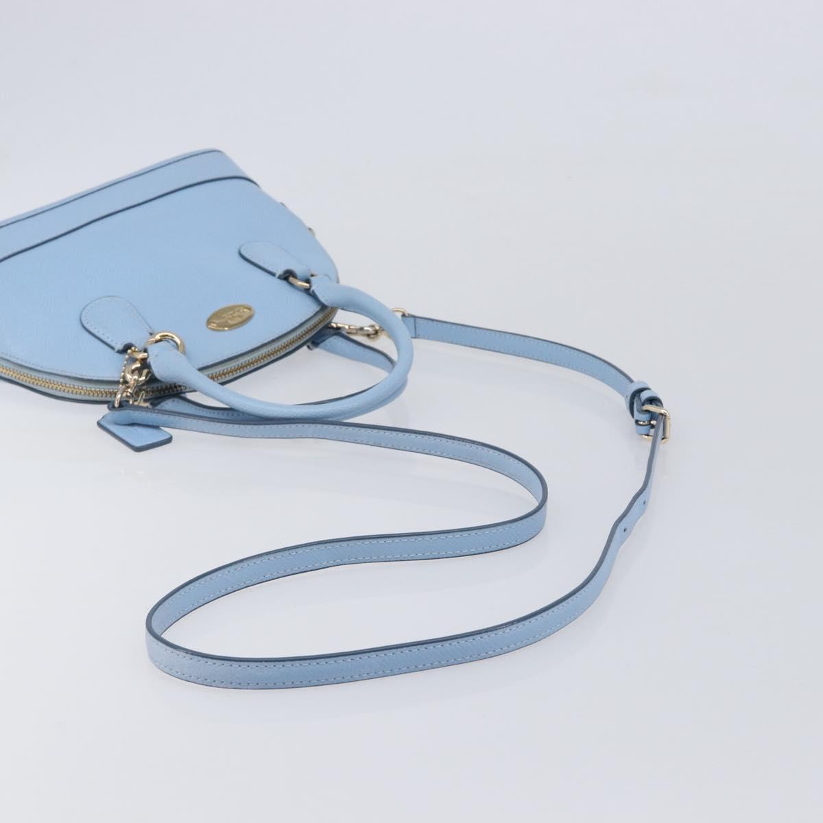 Coach Hand Bag Leather 2way Light Blue Gold Auth 215662A