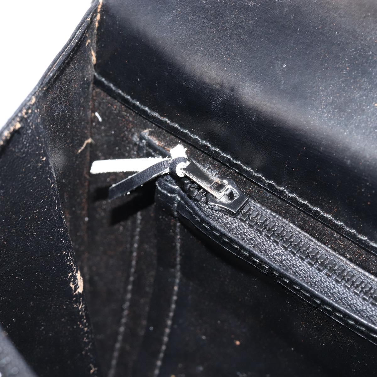 GUCCI Shoulder Bag Leather Black Gold Auth 215668