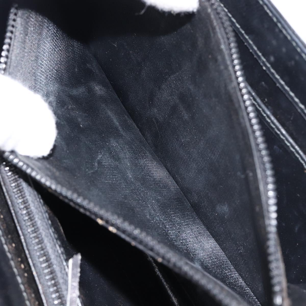 GUCCI Shoulder Bag Leather Black Gold Auth 215668