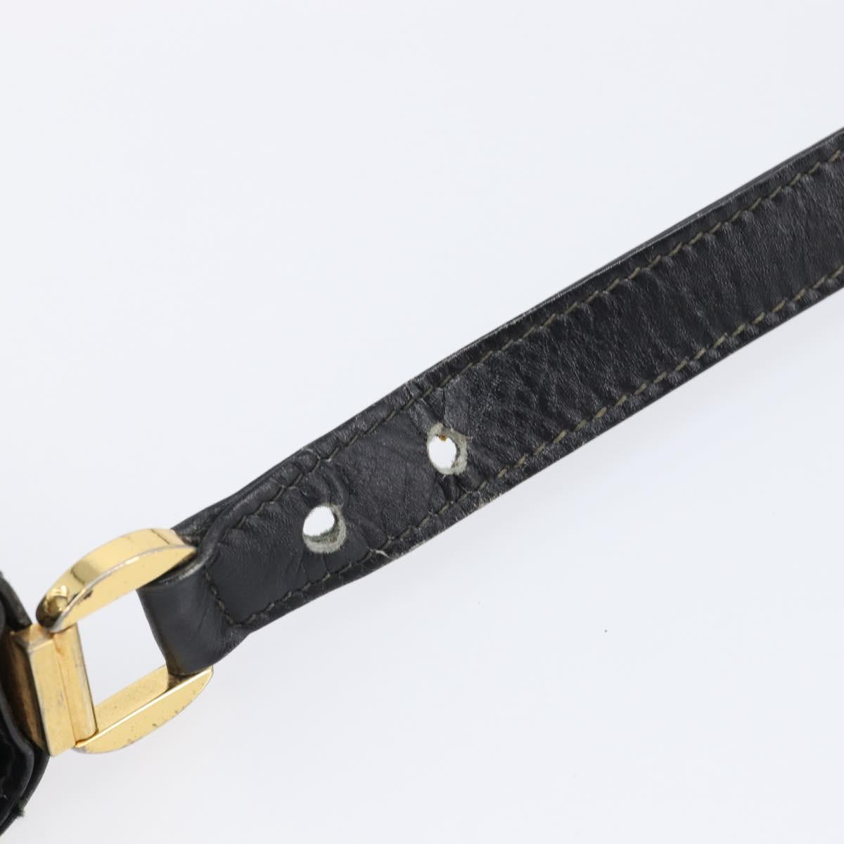 GUCCI Shoulder Bag Leather Black Gold Auth 215668