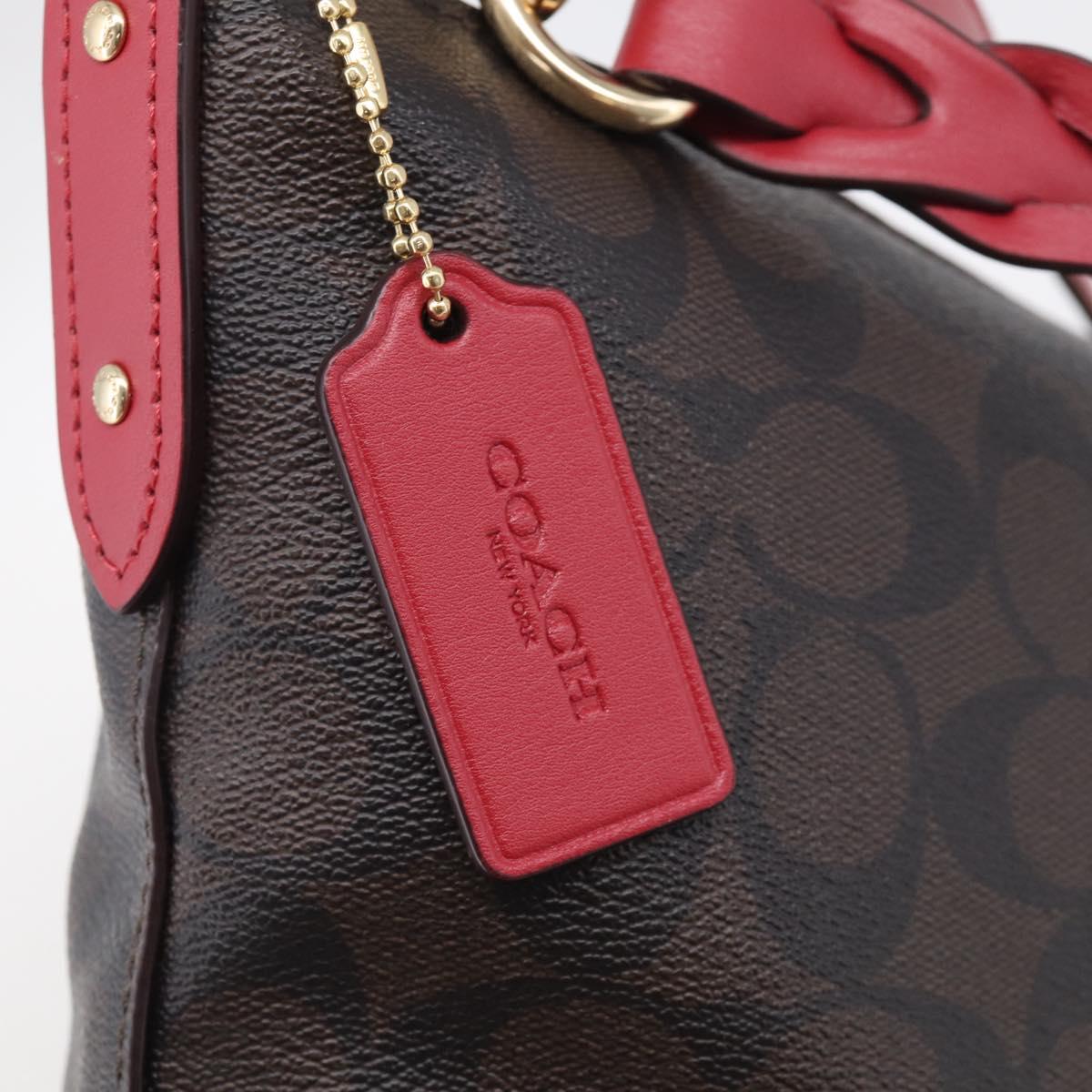 Coach Shoulder Bag Leather 2way Brown Gold Auth 215673A