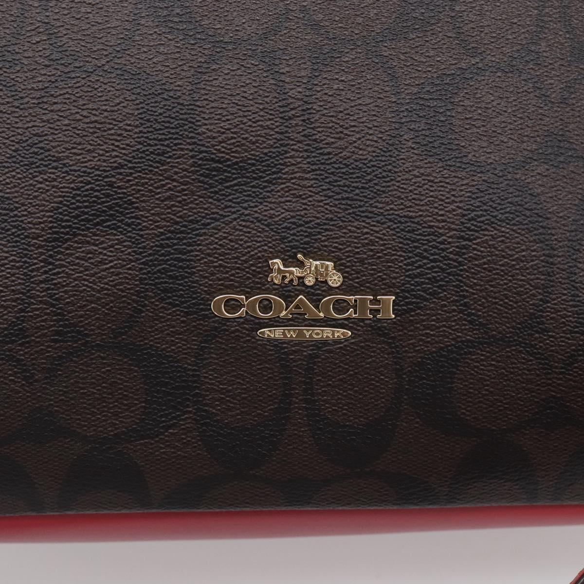 Coach Shoulder Bag Leather 2way Brown Gold Auth 215673A