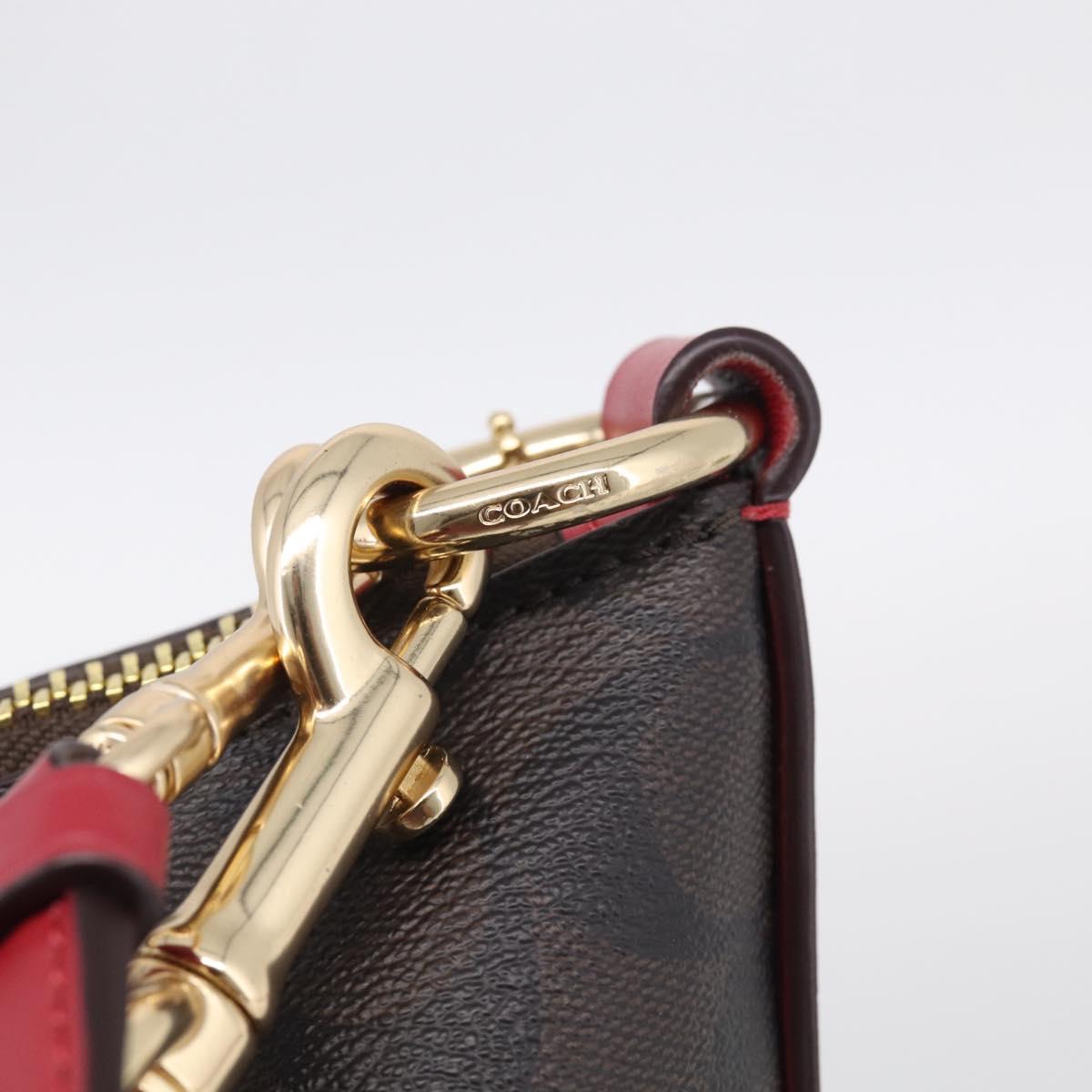 Coach Shoulder Bag Leather 2way Brown Gold Auth 215673A