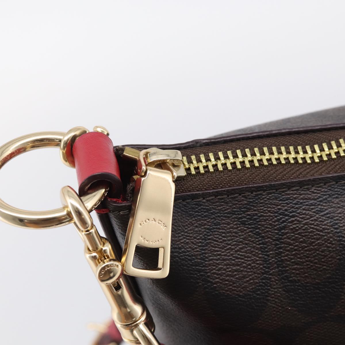 Coach Shoulder Bag Leather 2way Brown Gold Auth 215673A