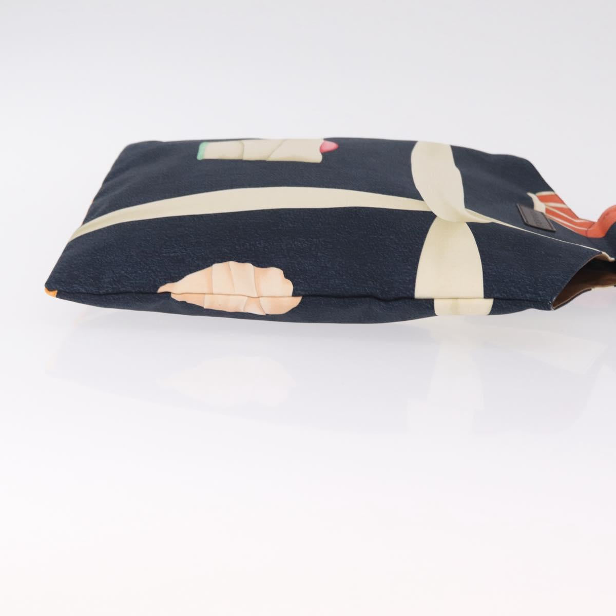 BVLGARI Topkapi Hand Bag Silk Navy Brown Auth 215680V