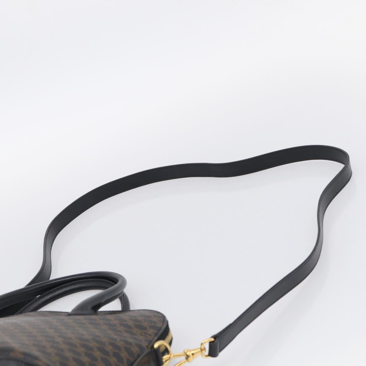 CELINE Macadam Hand Bag PVC 2way Black Gold Auth 215681A