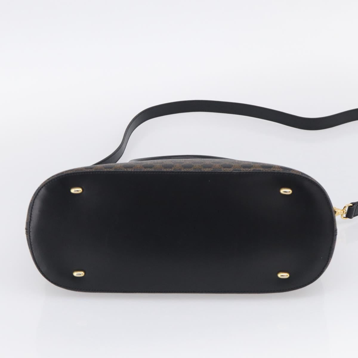CELINE Macadam Hand Bag PVC 2way Black Gold Auth 215681A