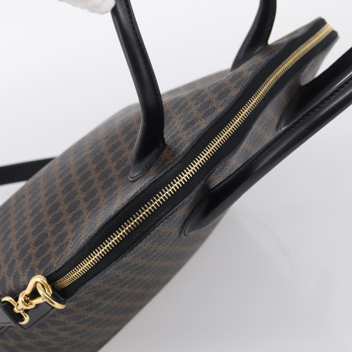CELINE Macadam Hand Bag PVC 2way Black Gold Auth 215681A