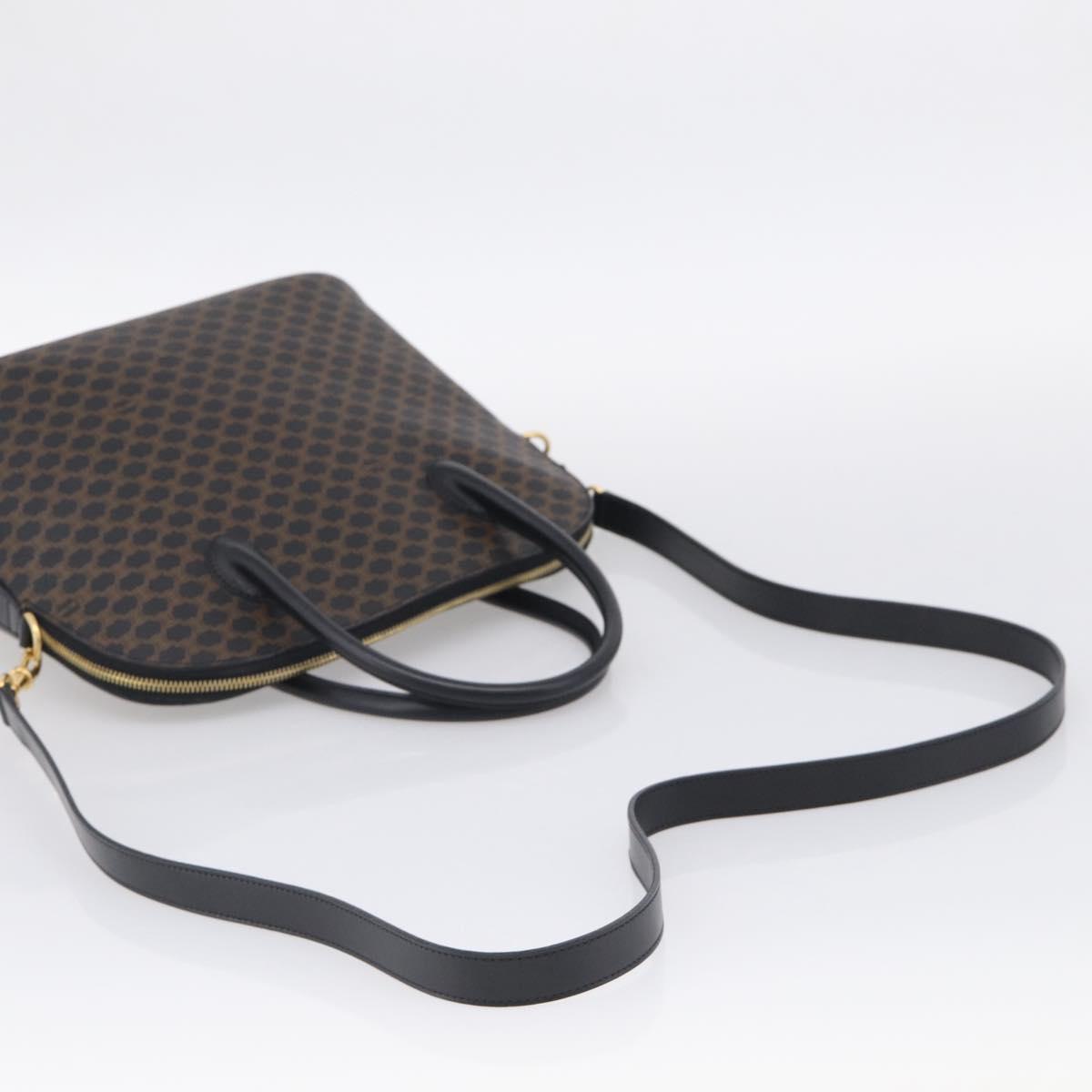CELINE Macadam Hand Bag PVC 2way Black Gold Auth 215681A