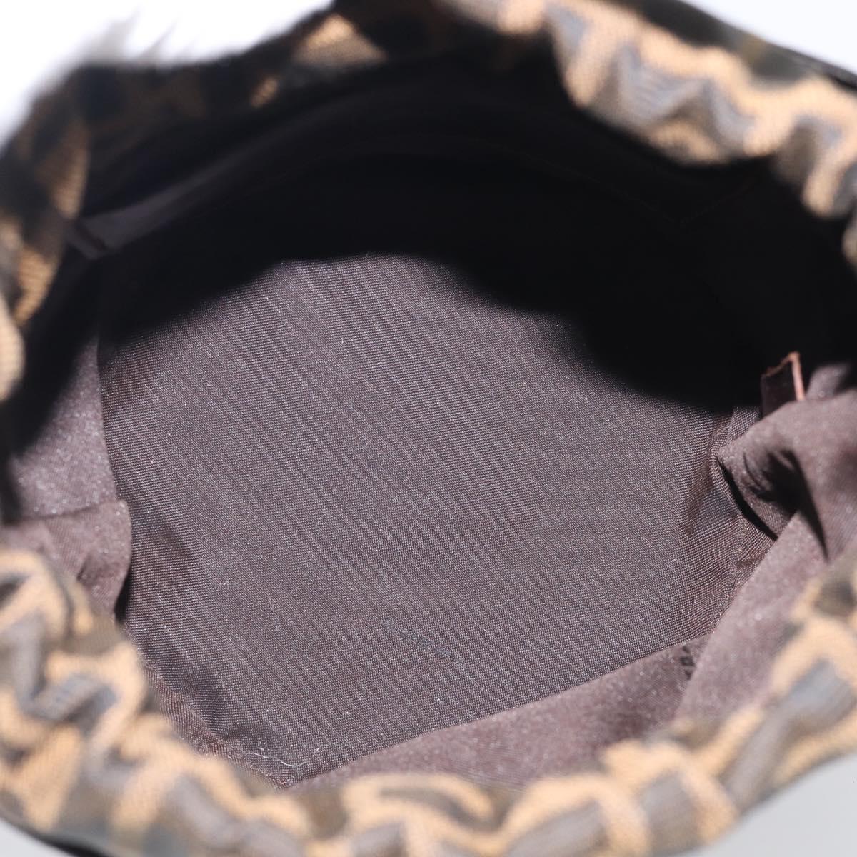 FENDI Zucca Canvas Purse Hand Bag Brown Silver Auth 215682A