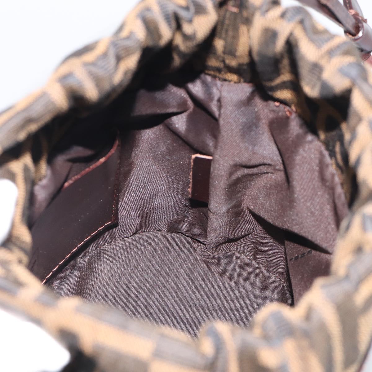 FENDI Zucca Canvas Purse Hand Bag Brown Silver Auth 215682A
