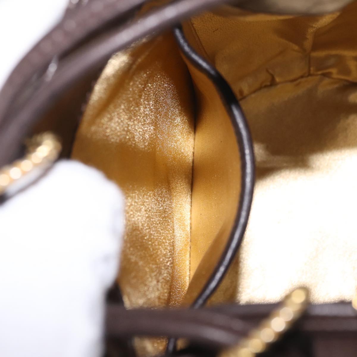 Salvatore Ferragamo Shoulder Bag Suede Brown Gold Auth 215683A