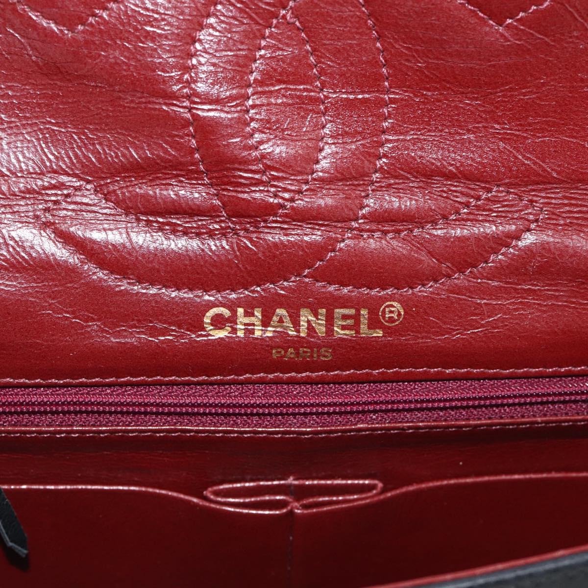 CHANEL Matelasse 26 Chain Shoulder Bag Lamb Skin Black Gold CC Auth 215684V