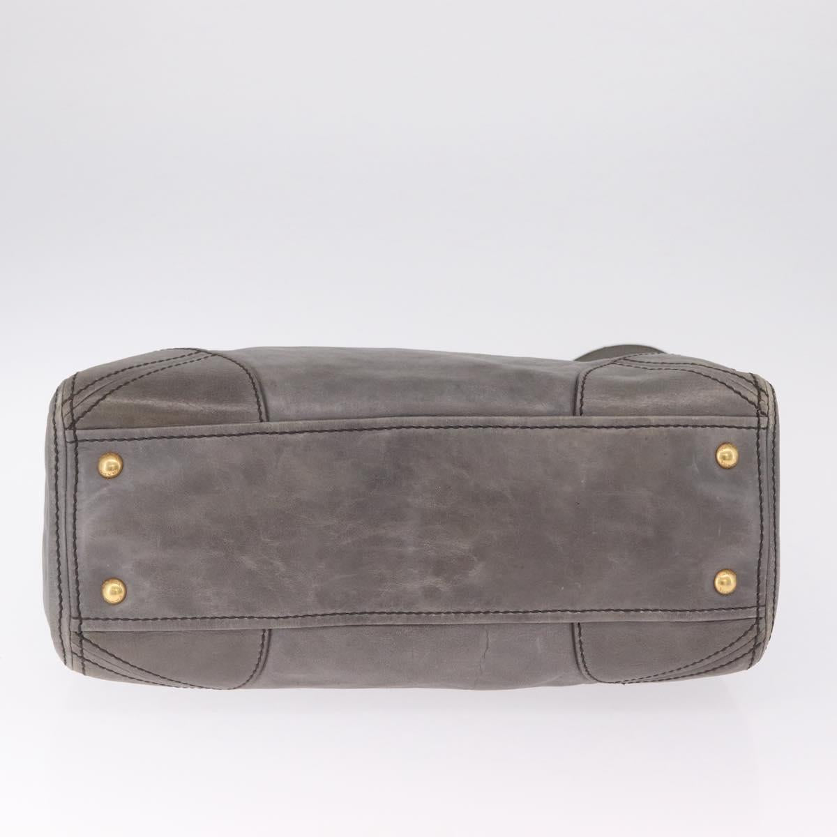 PRADA Vitter Shine Hand Bag Leather 2way Gray Gold Auth 215685V