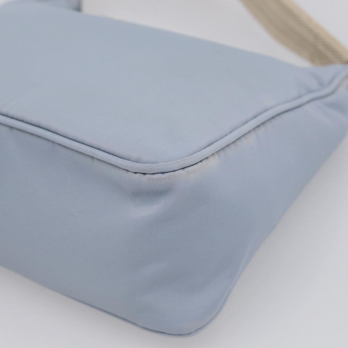 PRADA Accessory Pouch Nylon Light Blue Silver Auth 215692A