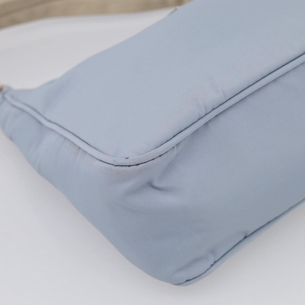 PRADA Accessory Pouch Nylon Light Blue Silver Auth 215692A