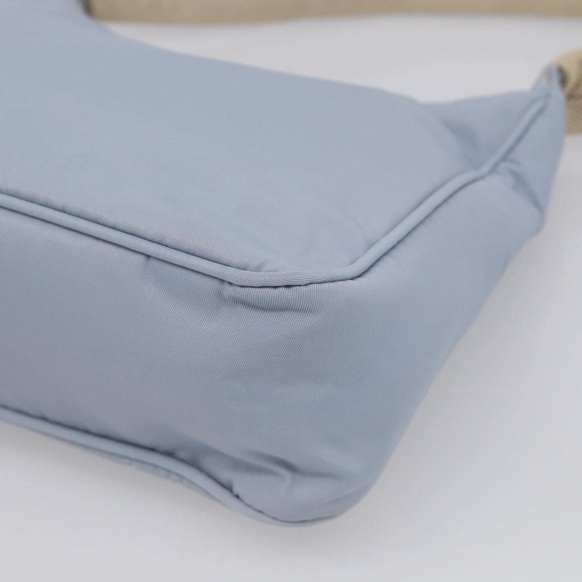PRADA Accessory Pouch Nylon Light Blue Silver Auth 215692A