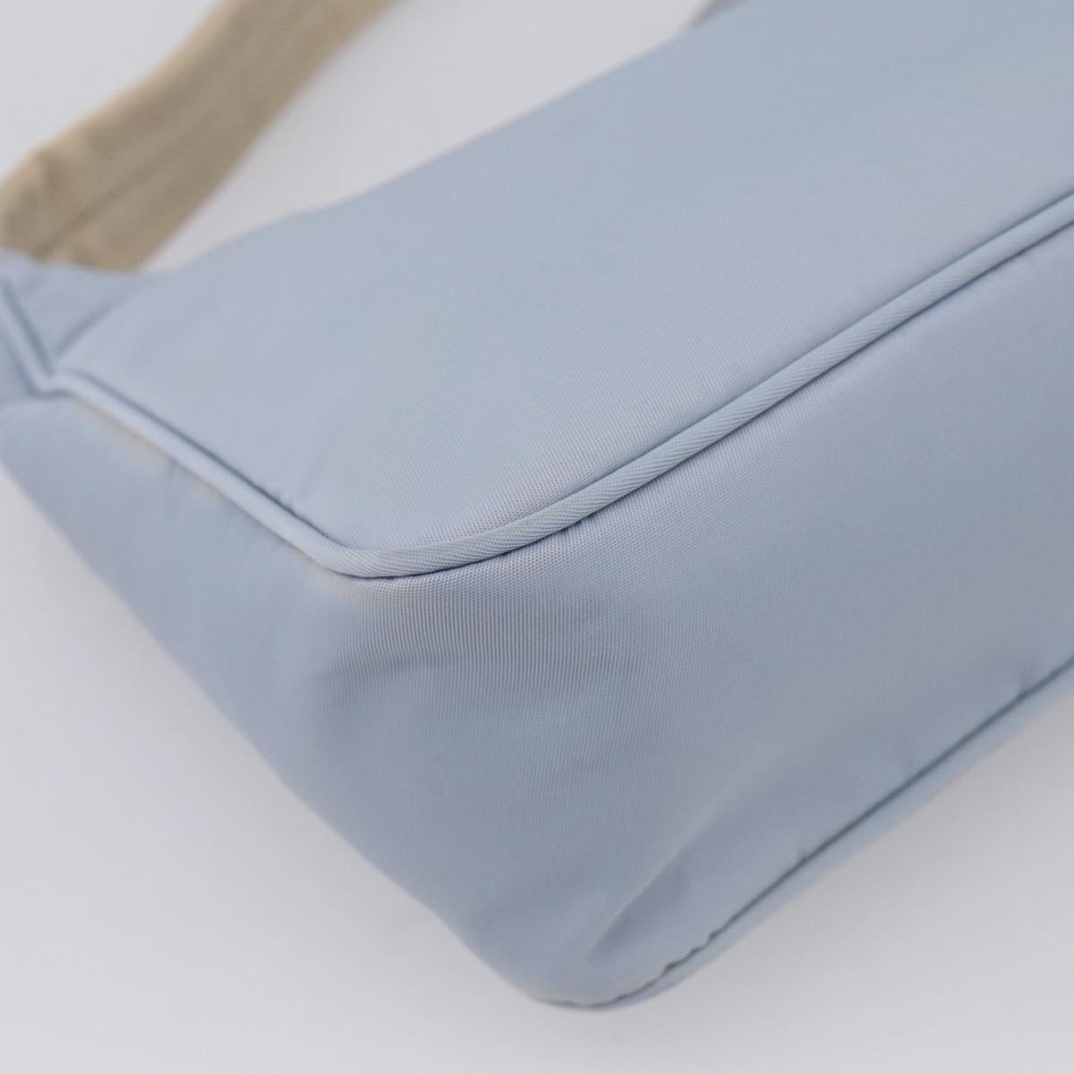 PRADA Accessory Pouch Nylon Light Blue Silver Auth 215692A