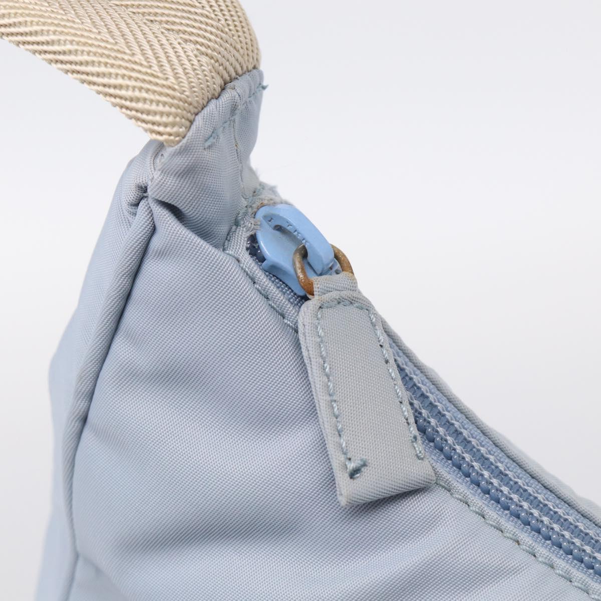 PRADA Accessory Pouch Nylon Light Blue Silver Auth 215692A