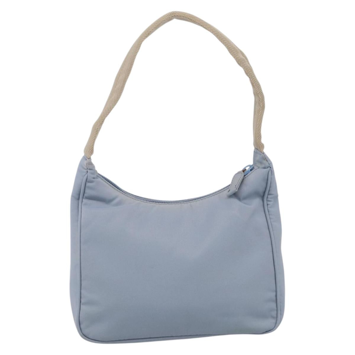 PRADA Accessory Pouch Nylon Light Blue Silver Auth 215692A