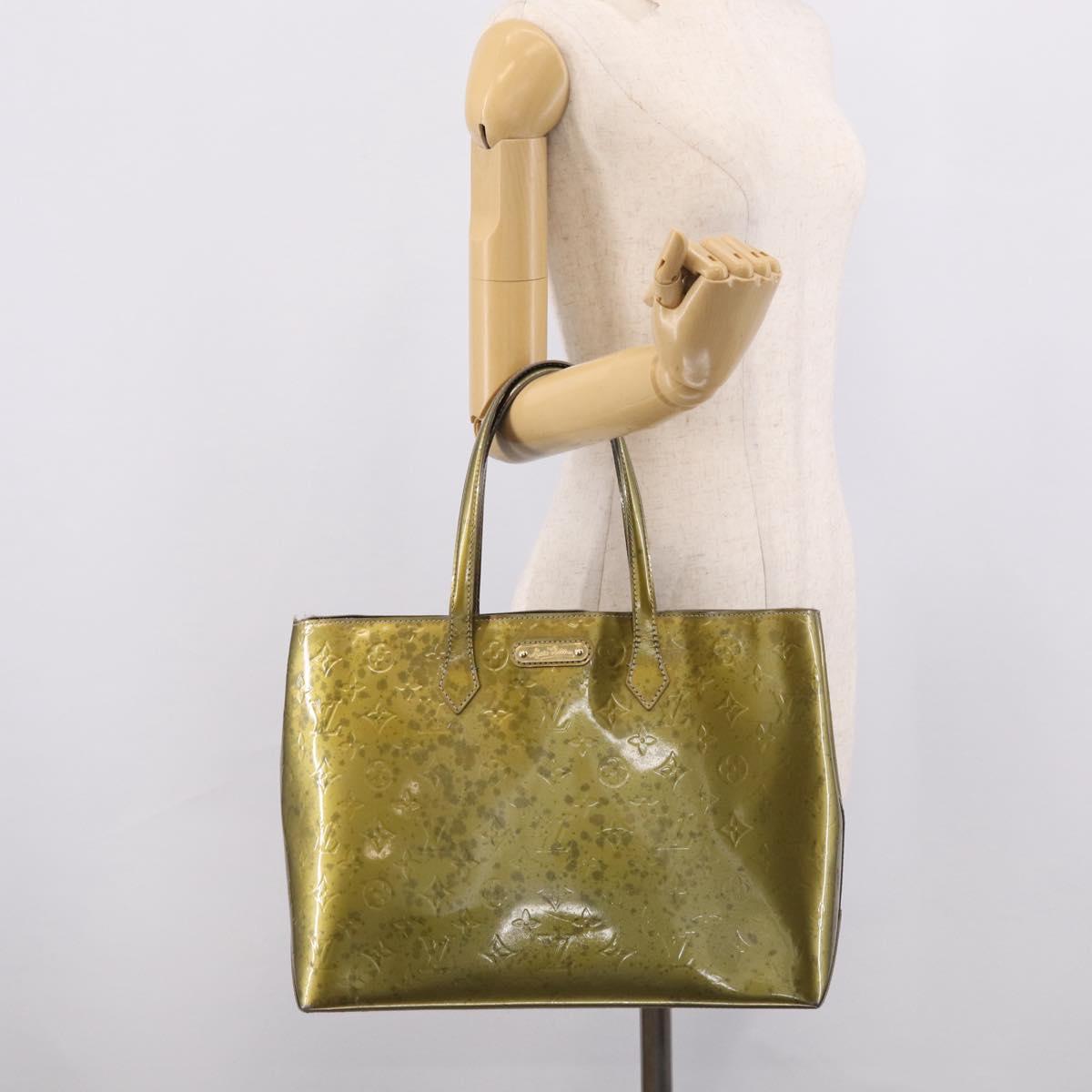 LOUIS VUITTON Monogram Vernis Wilshire GM Tote Bag Gris Art Deco LV Auth 215698
