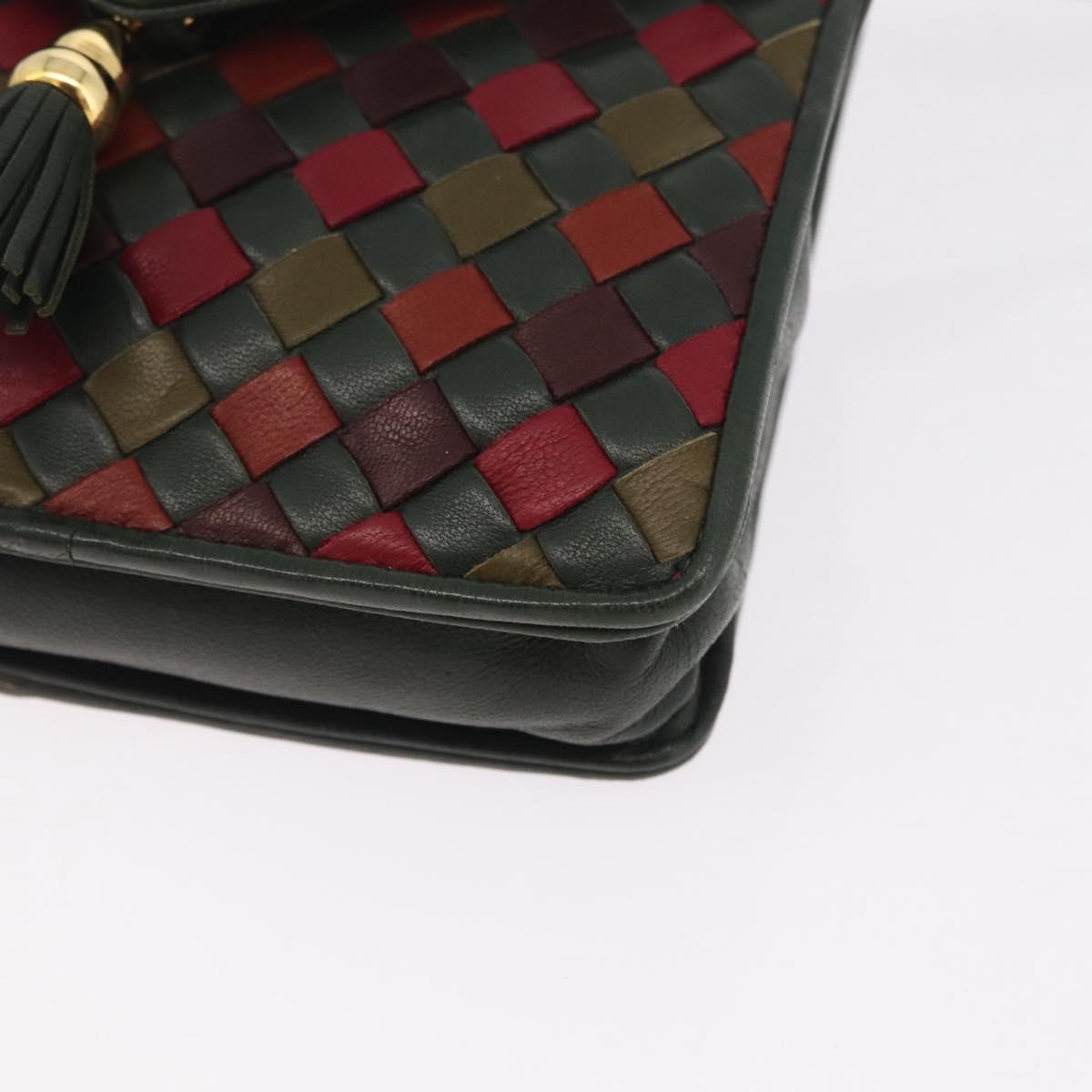 Bottega Veneta INTRECCIATO Waist Bag Leather Green Gold Auth 215702