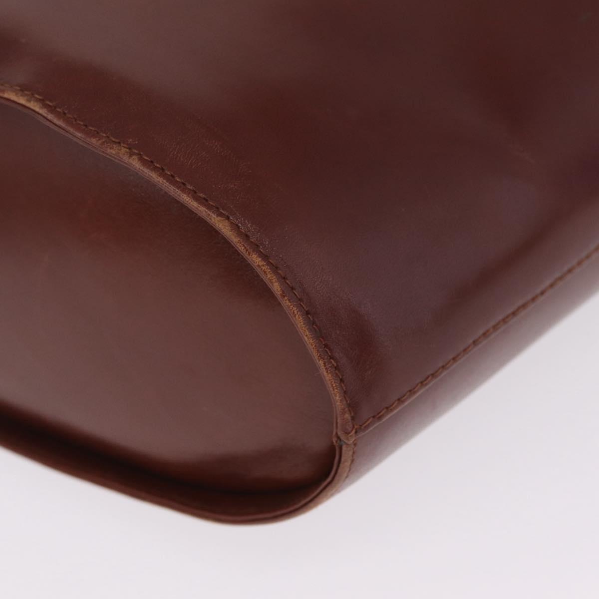 Salvatore Ferragamo Gancini Shoulder Bag Leather Brown Gold Auth 215708