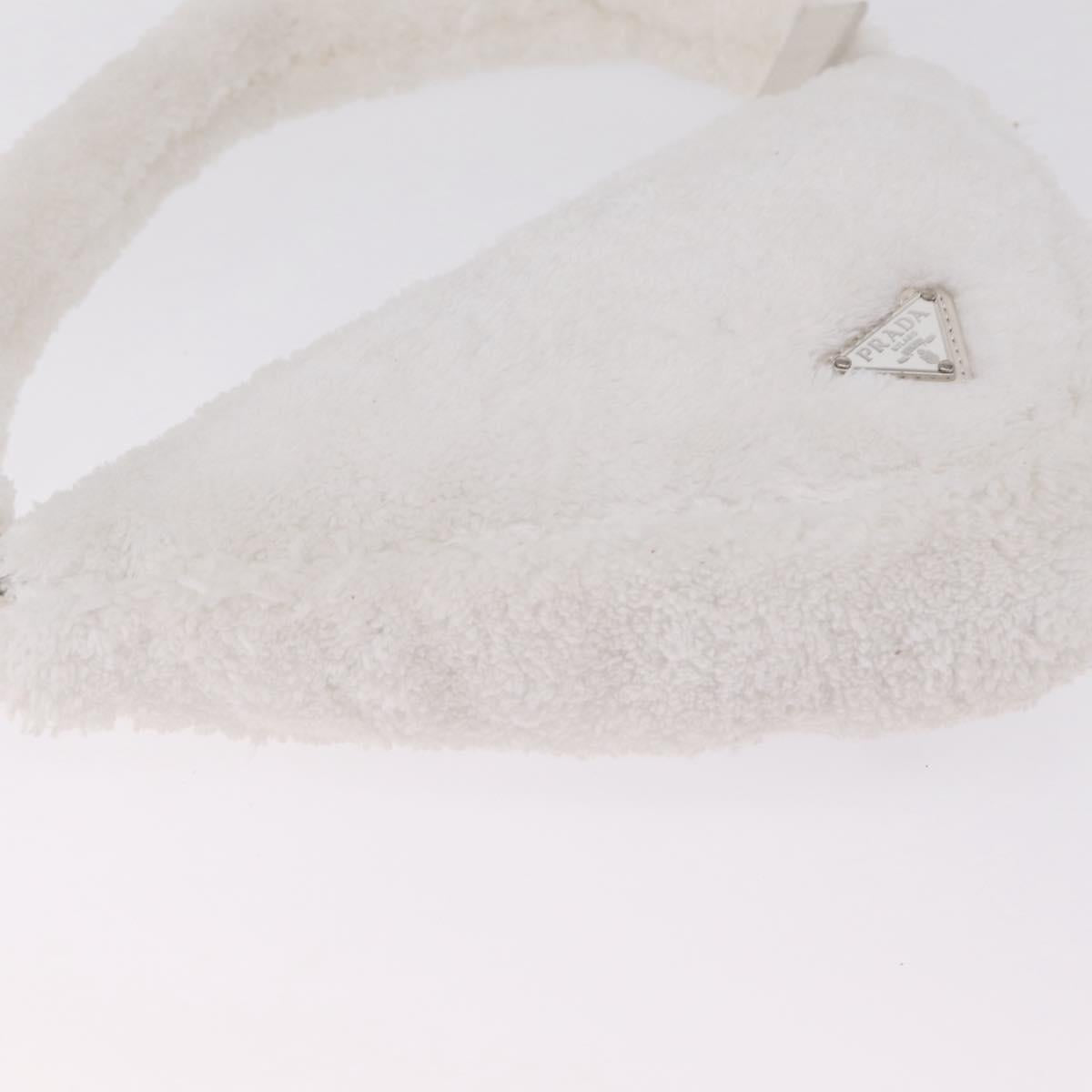 PRADA Hand Bag Pile White Silver Auth 215710M
