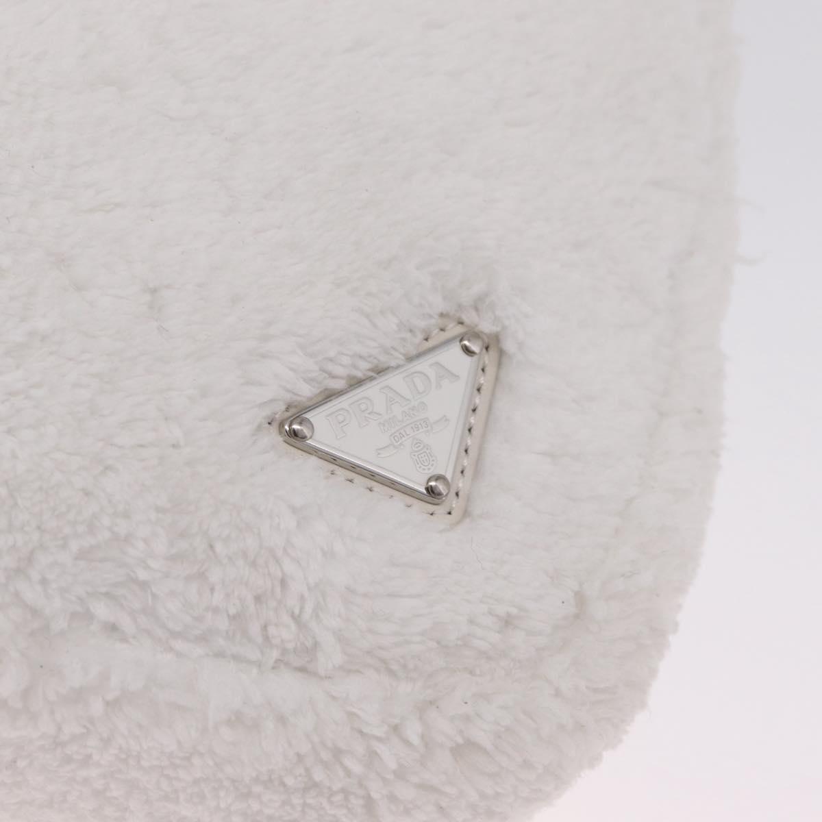 PRADA Hand Bag Pile White Silver Auth 215710M