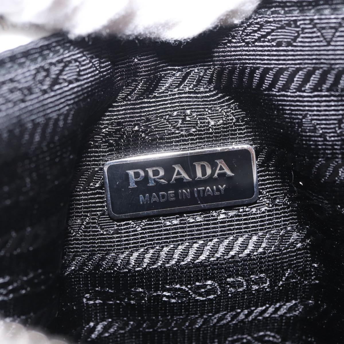 PRADA Hand Bag Pile White Silver Auth 215710M