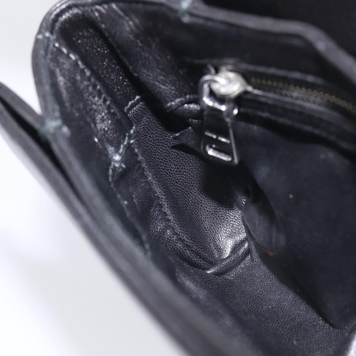 Miu Miu Matelasse Chain Shoulder Bag Leather Black Silver Auth 215716V