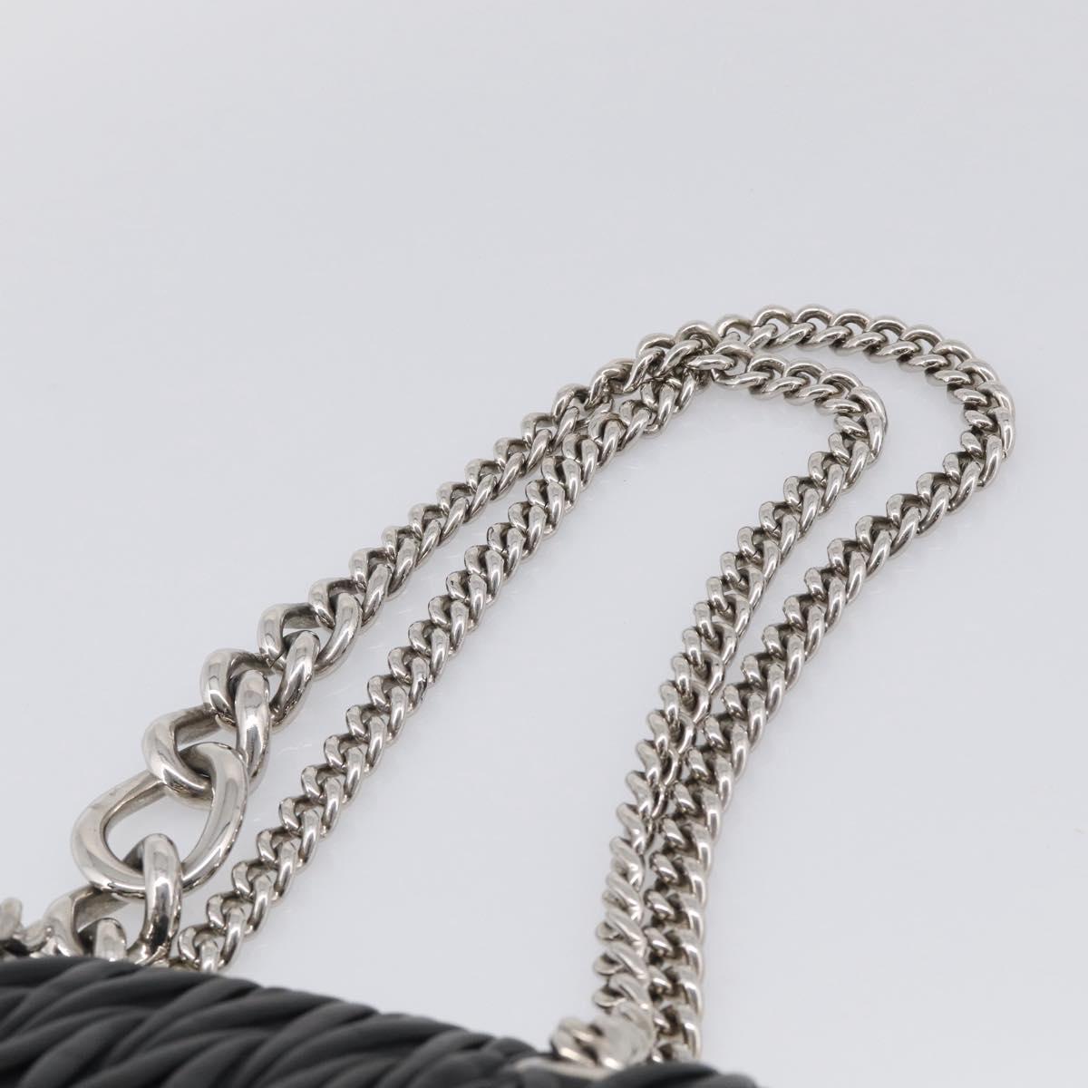 Miu Miu Matelasse Chain Shoulder Bag Leather Black Silver Auth 215716V