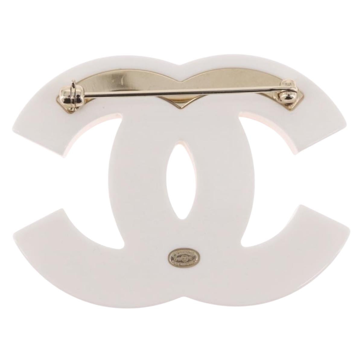 CHANEL COCO Mark Brooch Plastic Multicolor Gold CC Auth 215720M