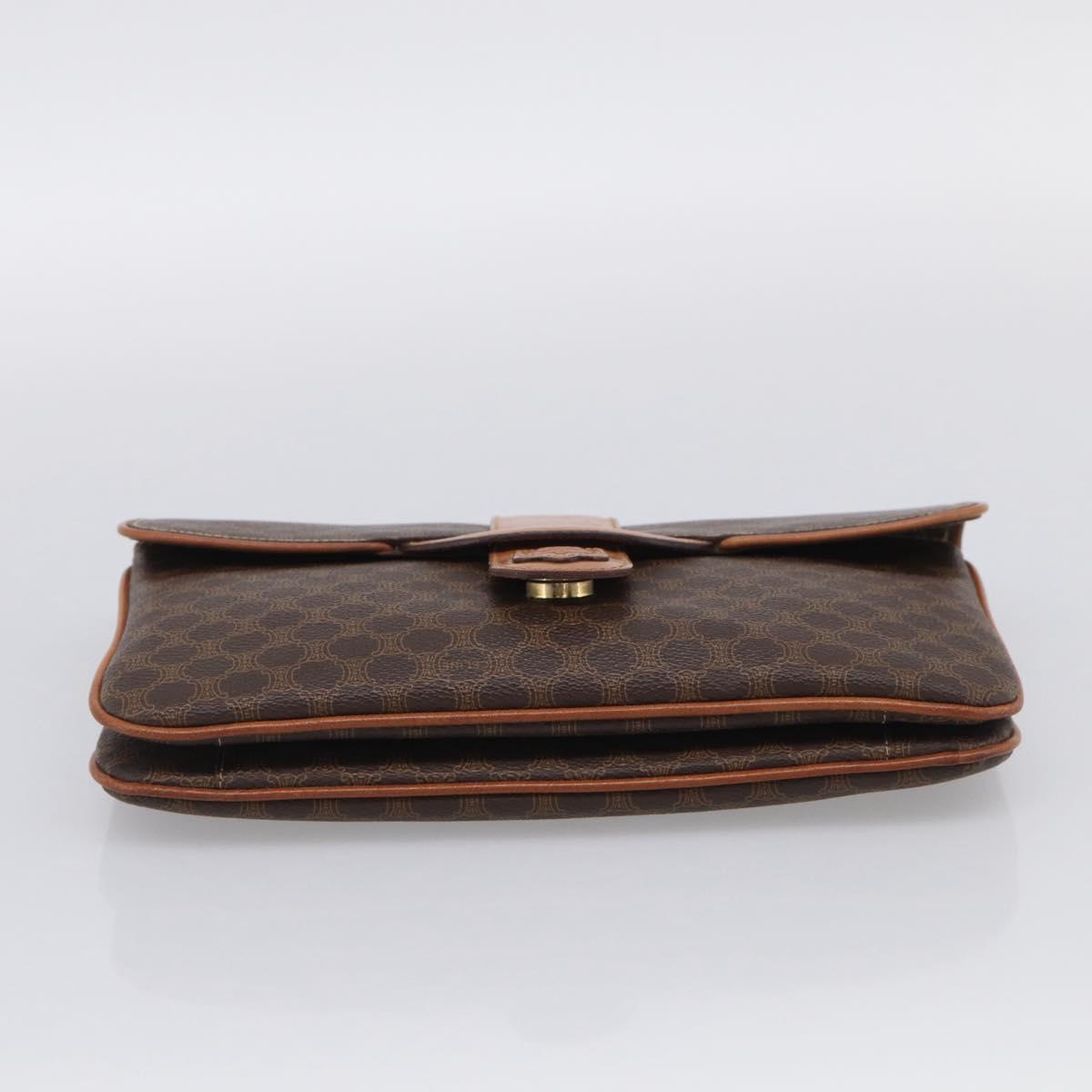 CELINE Macadam Chain Shoulder Bag PVC Brown Gold Auth 215751
