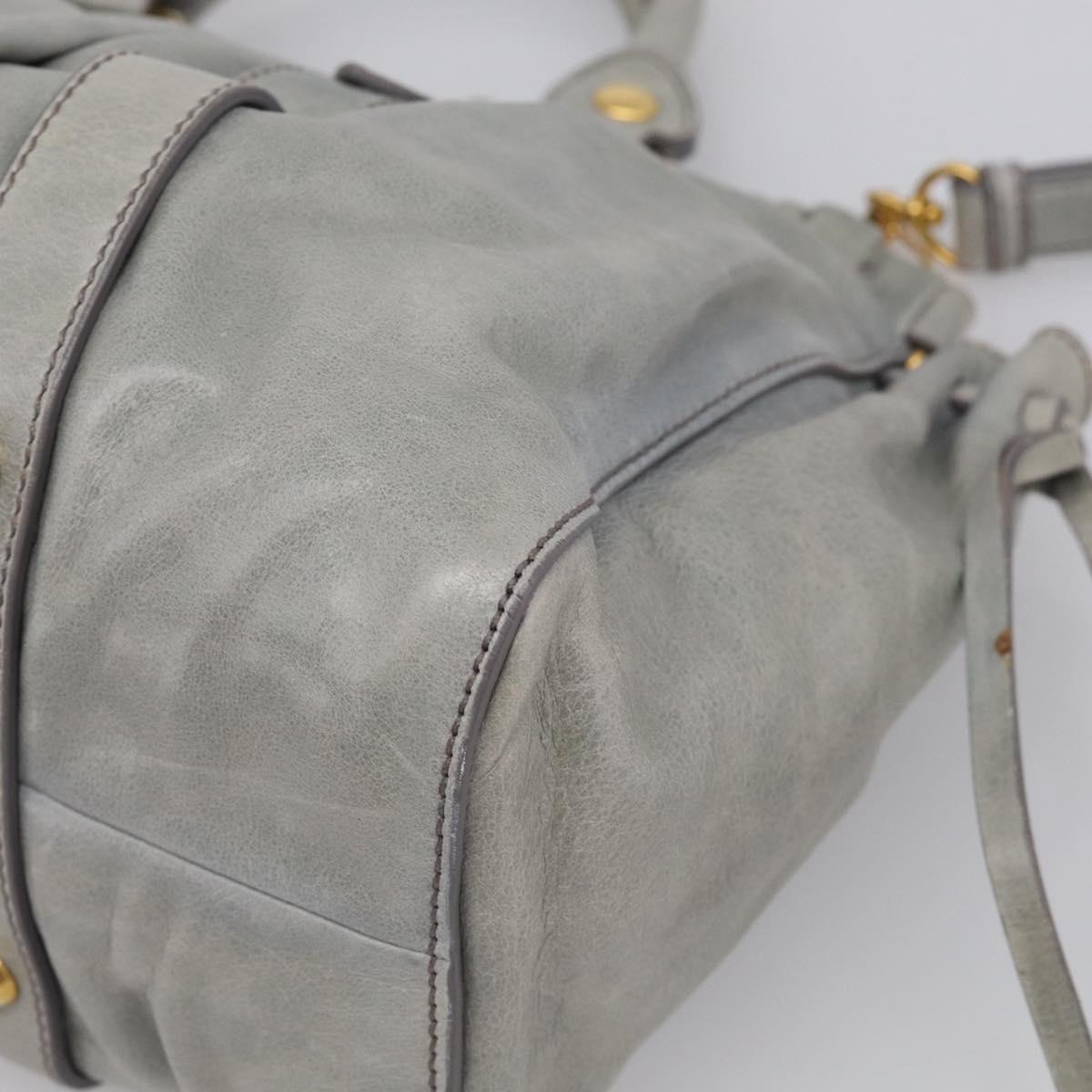 Miu Miu Vittero Hand Bag Leather 2way Gray Gold Auth 215808A