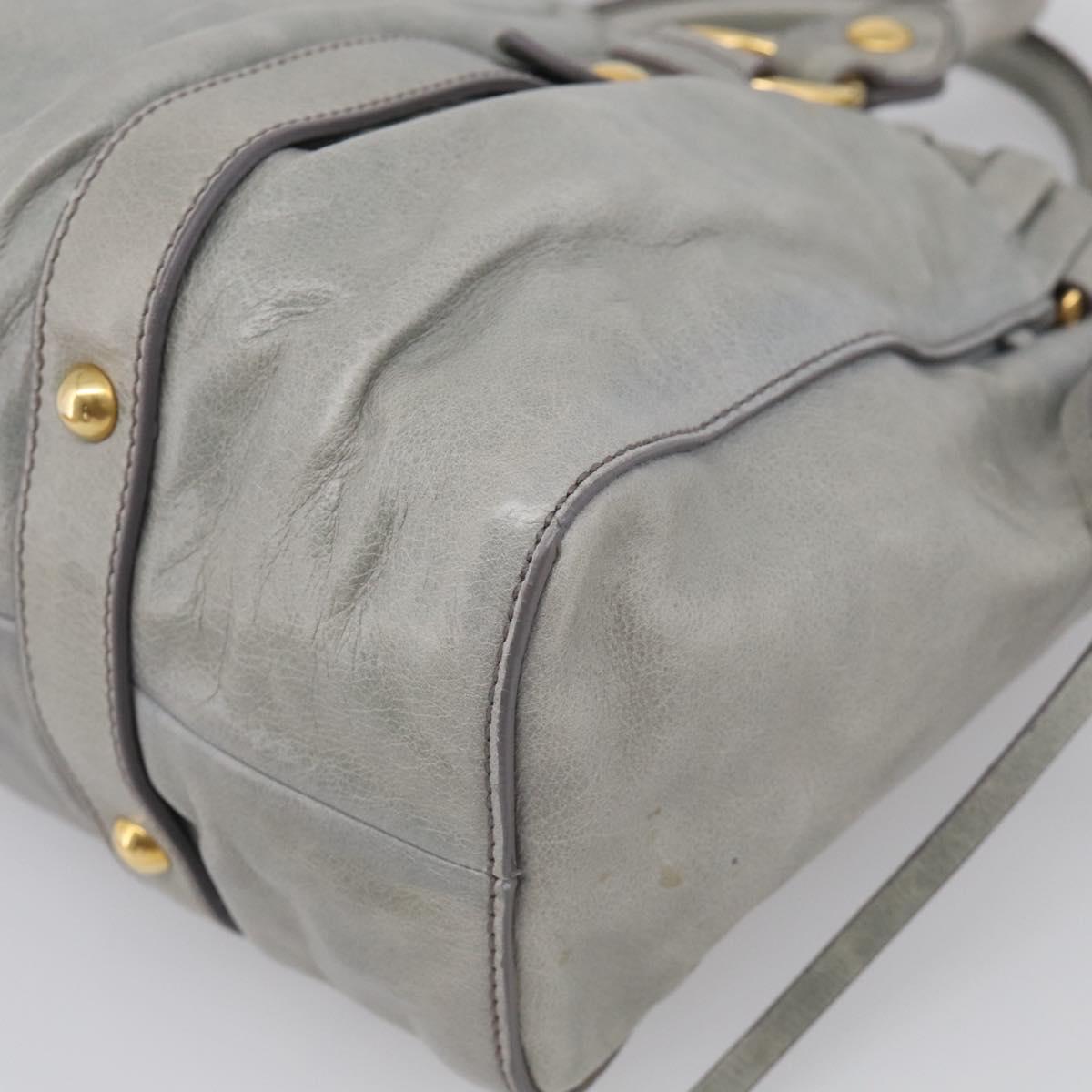 Miu Miu Vittero Hand Bag Leather 2way Gray Gold Auth 215808A
