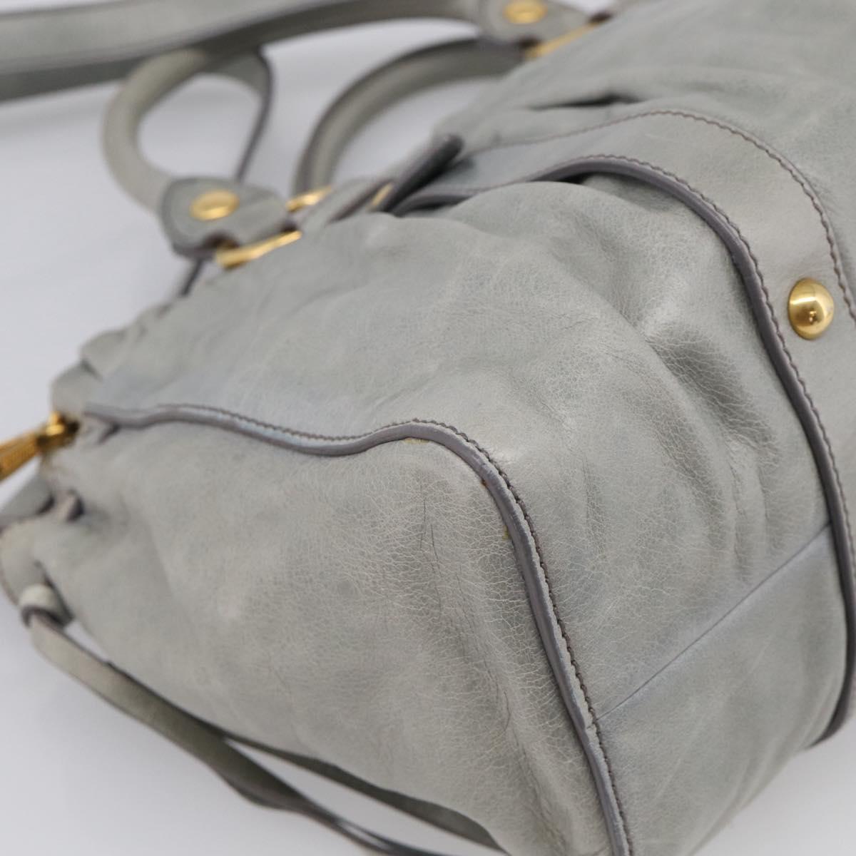 Miu Miu Vittero Hand Bag Leather 2way Gray Gold Auth 215808A