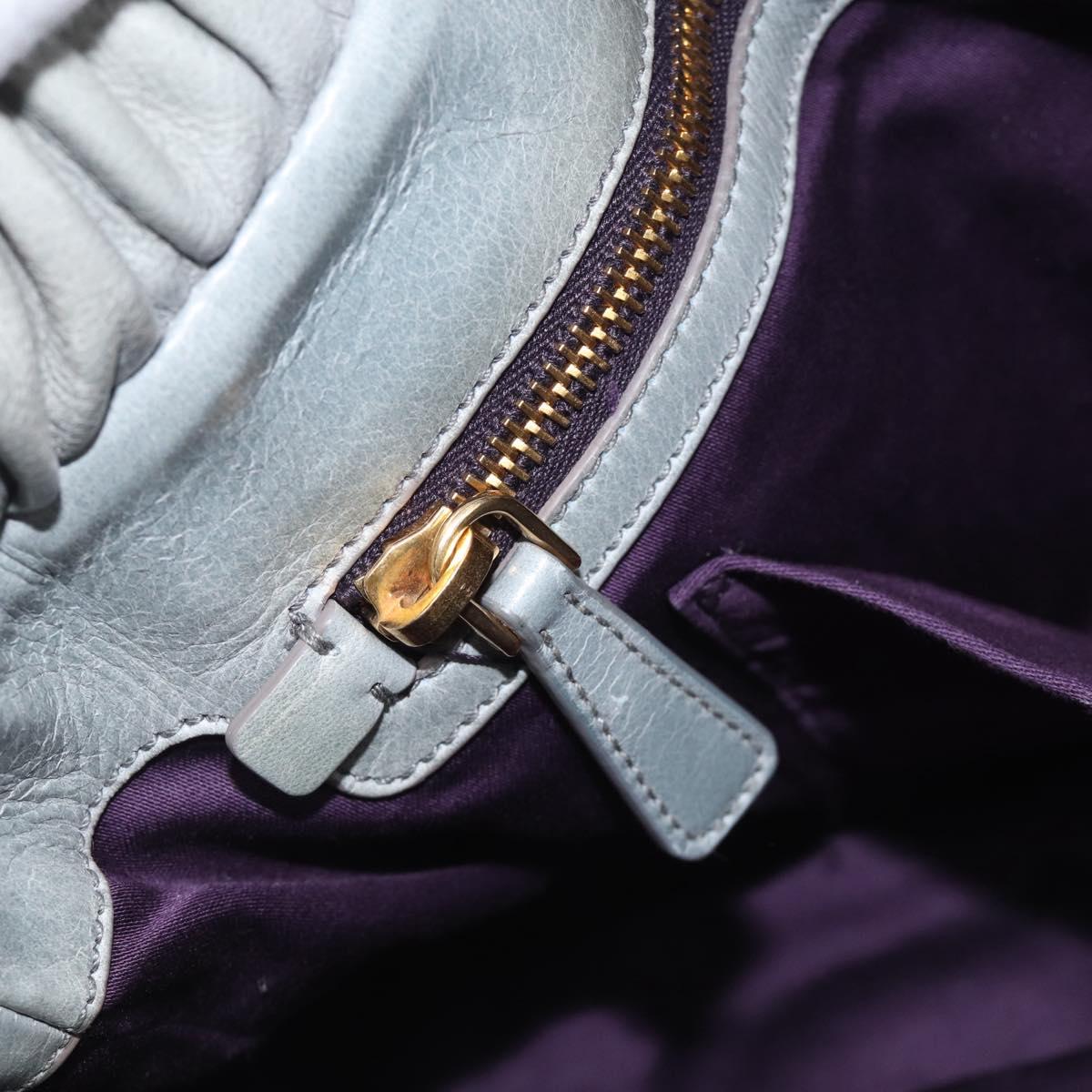 Miu Miu Vittero Hand Bag Leather 2way Gray Gold Auth 215808A