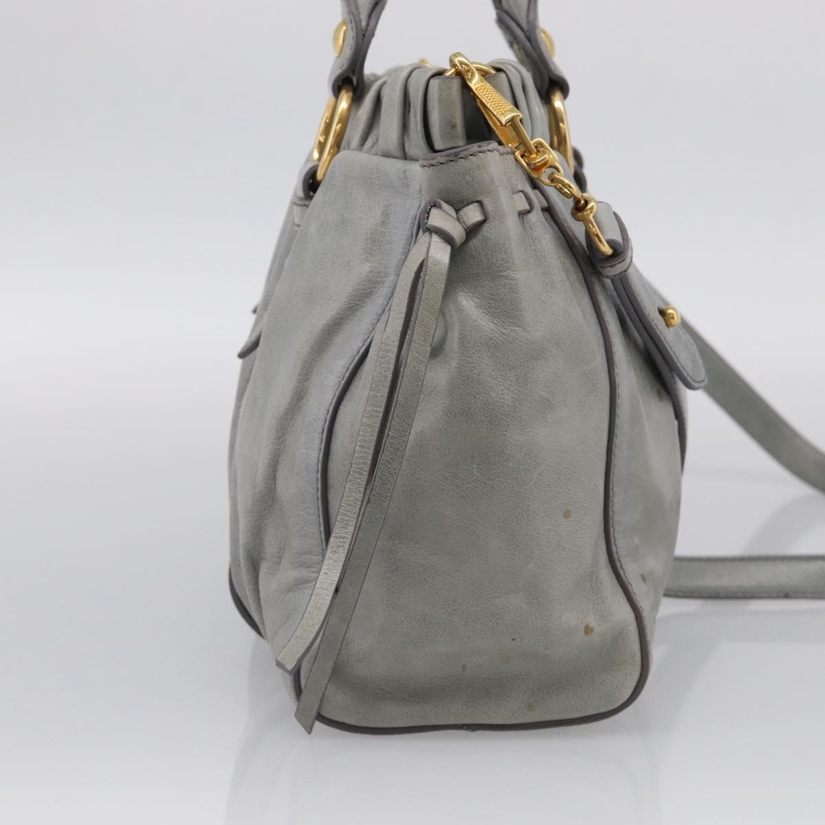 Miu Miu Vittero Hand Bag Leather 2way Gray Gold Auth 215808A