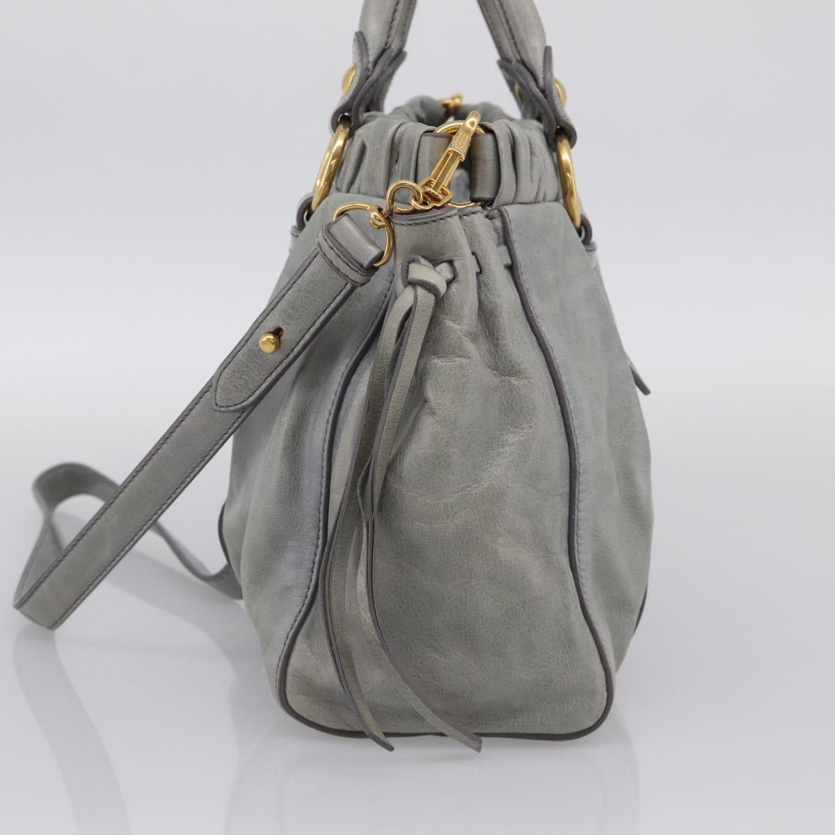 Miu Miu Vittero Hand Bag Leather 2way Gray Gold Auth 215808A