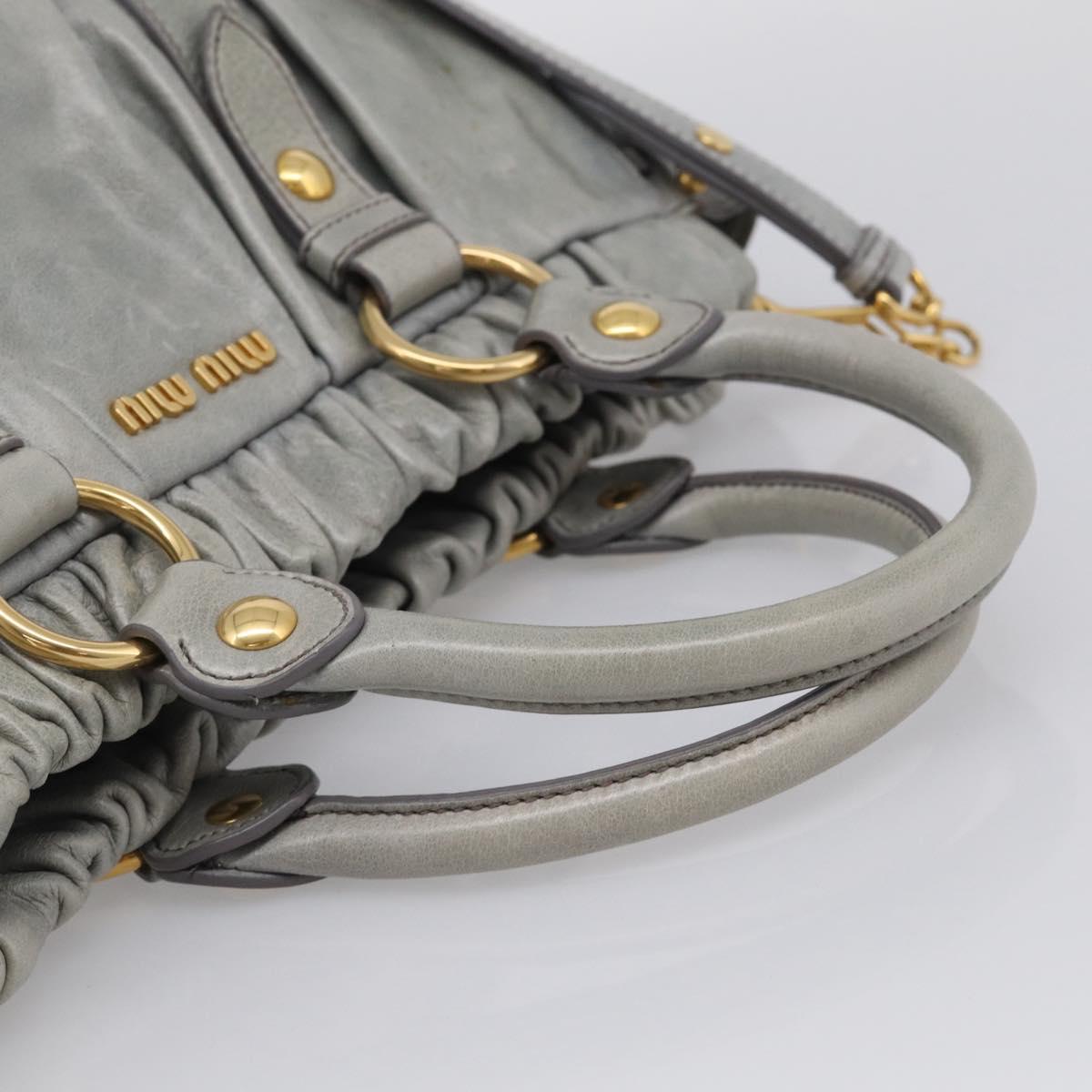 Miu Miu Vittero Hand Bag Leather 2way Gray Gold Auth 215808A
