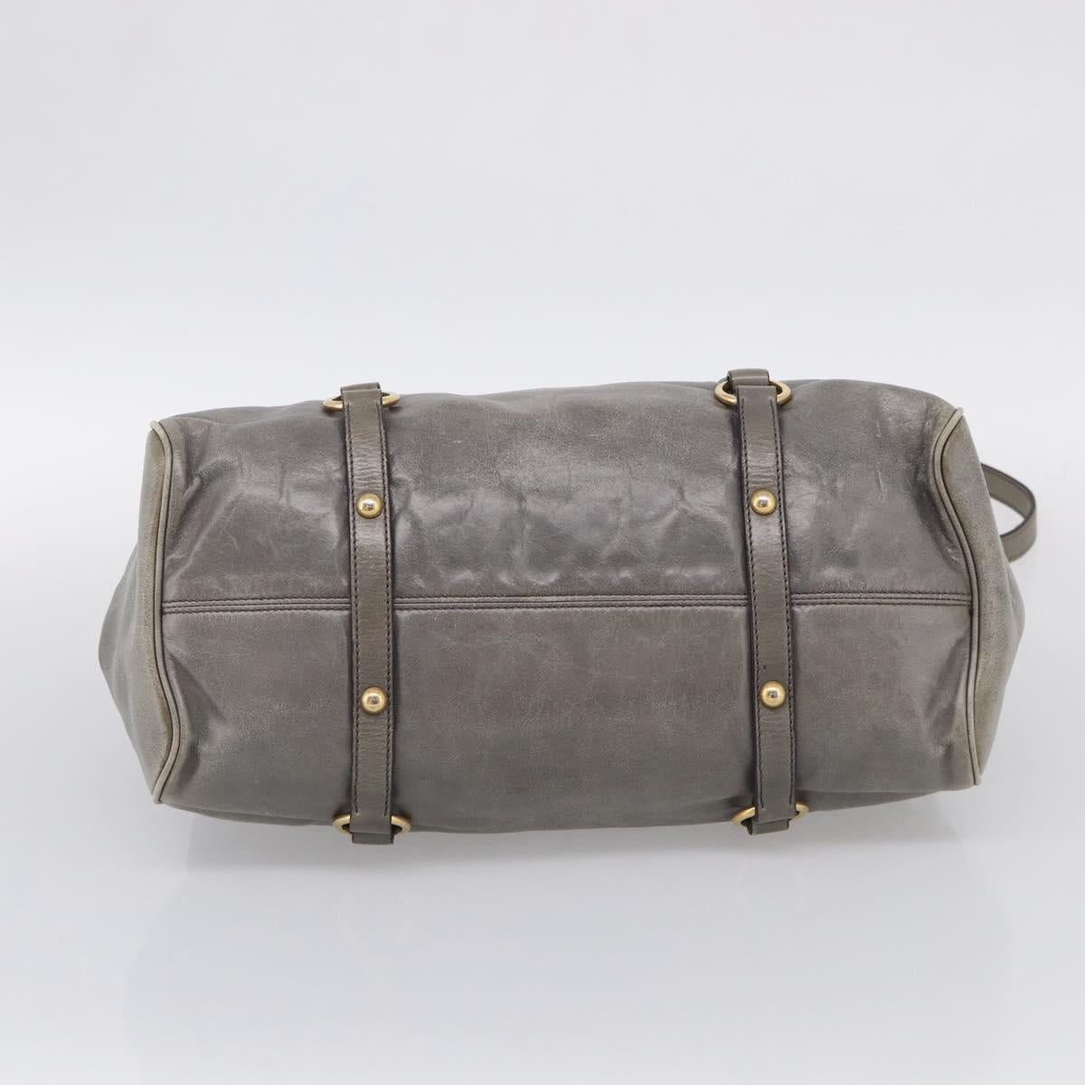 Miu Miu Vittero Hand Bag Leather 2way Gray Gold Auth 215811M