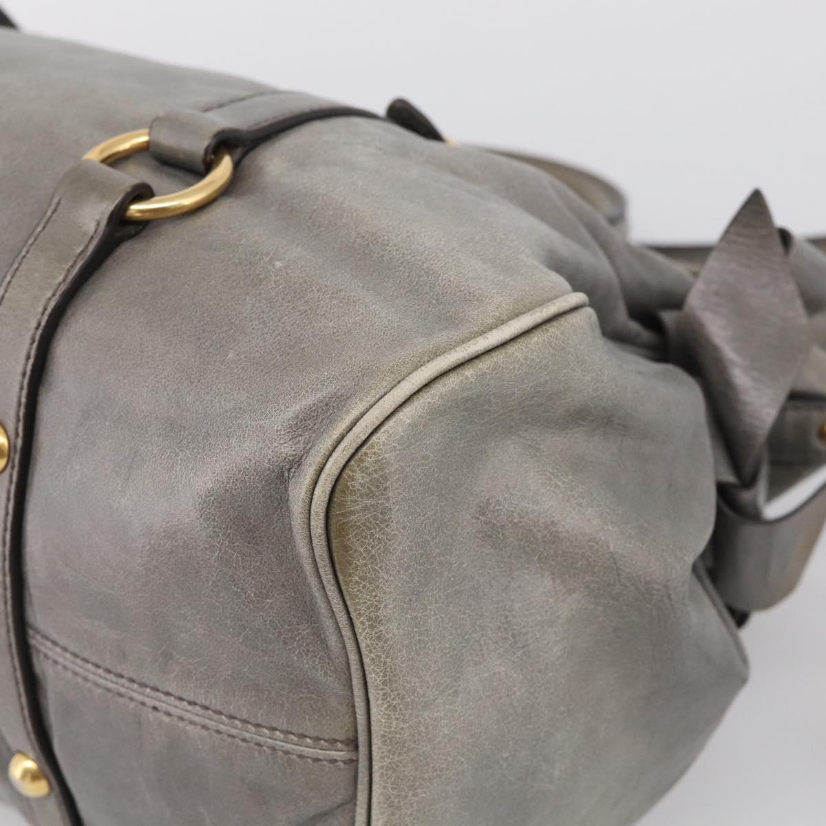 Miu Miu Vittero Hand Bag Leather 2way Gray Gold Auth 215811M
