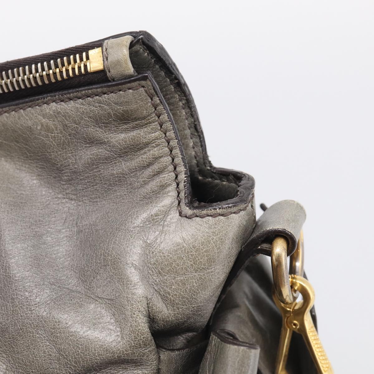 Miu Miu Vittero Hand Bag Leather 2way Gray Gold Auth 215811M