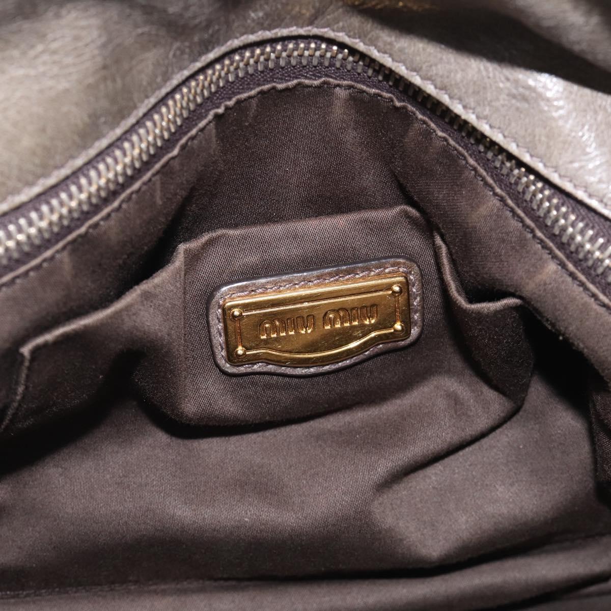 Miu Miu Vittero Hand Bag Leather 2way Gray Gold Auth 215811M