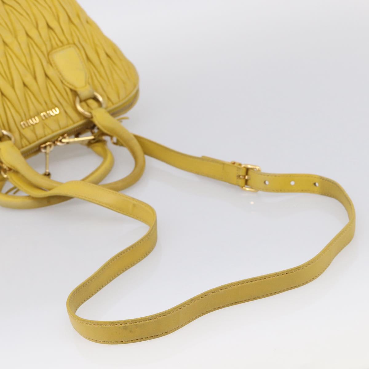 Miu Miu Matelasse Hand Bag Leather Yellow Gold Auth 215815