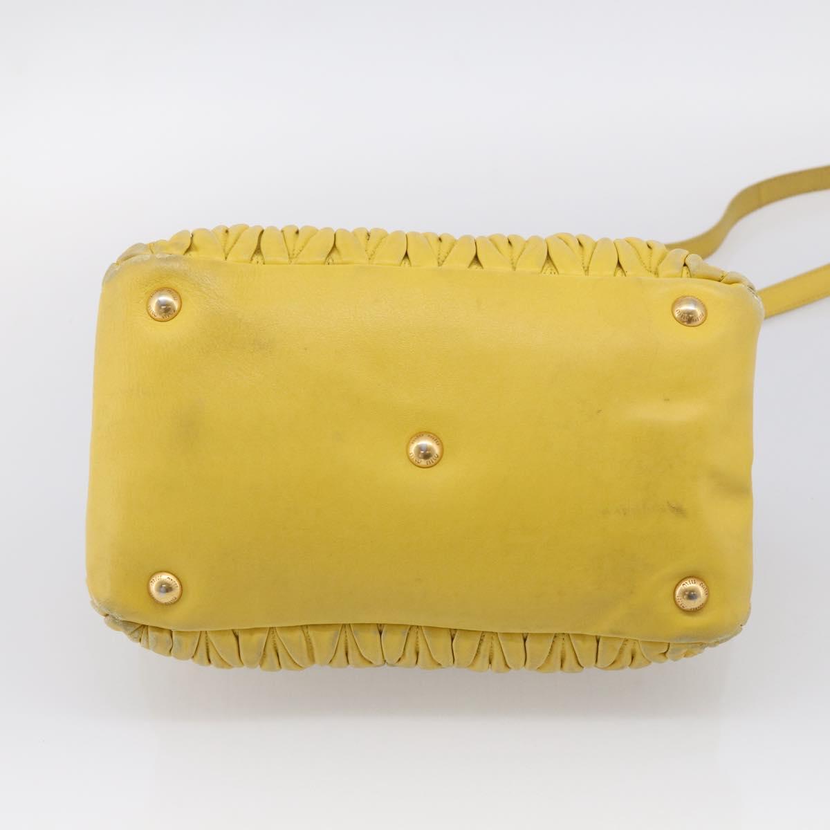 Miu Miu Matelasse Hand Bag Leather Yellow Gold Auth 215815