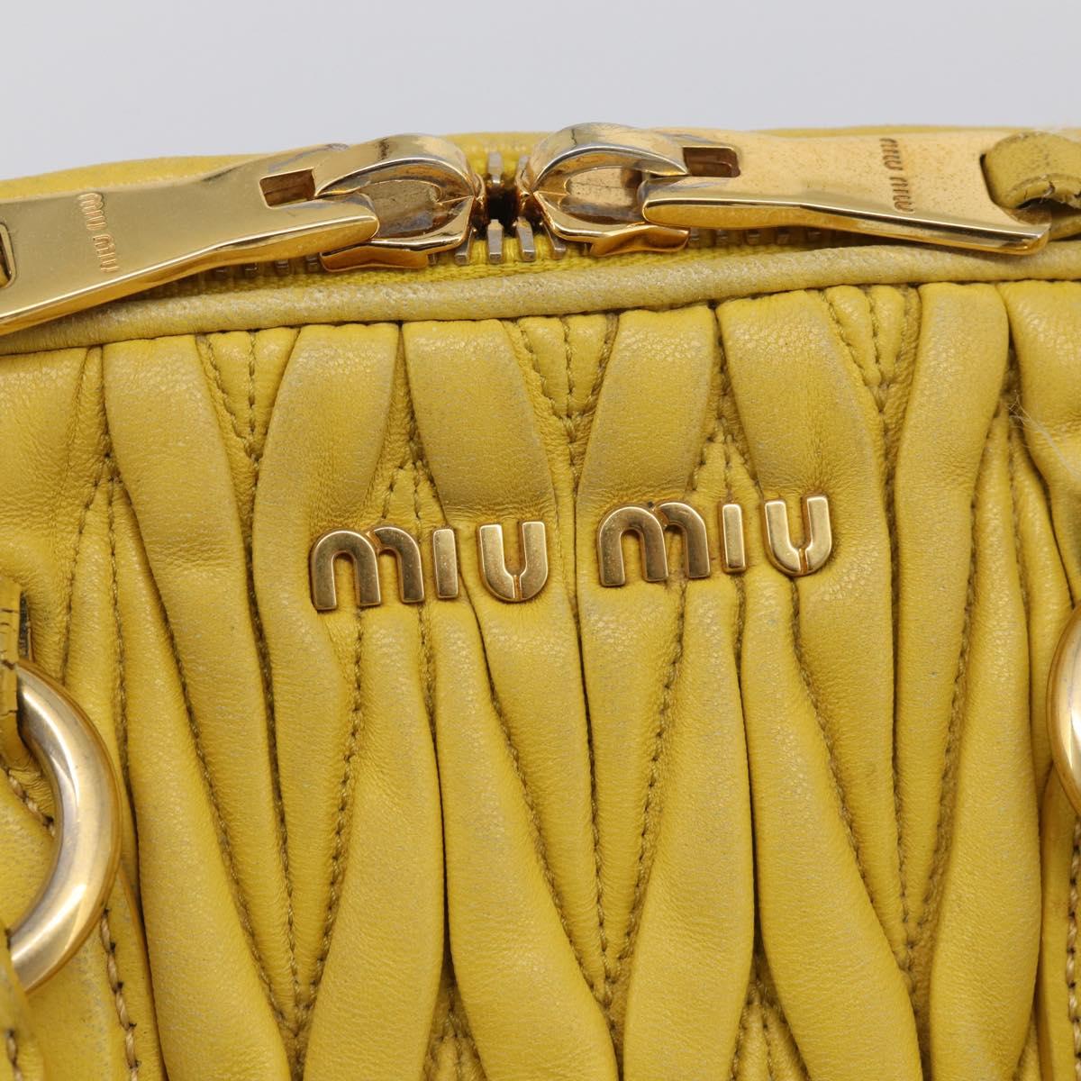 Miu Miu Matelasse Hand Bag Leather Yellow Gold Auth 215815